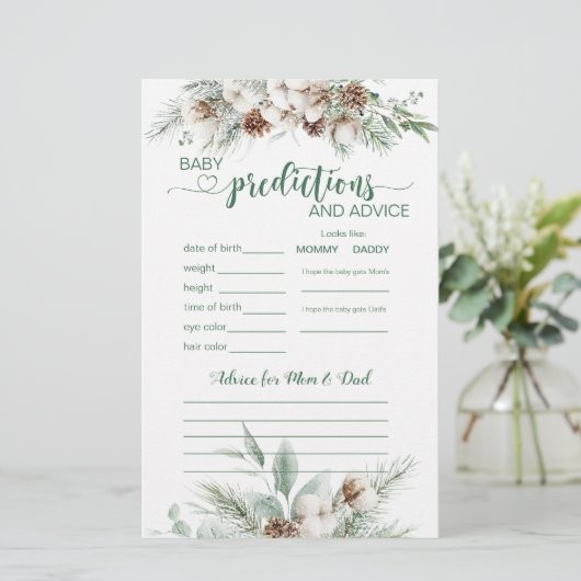 Evergreen winter Baby Voorspelling en advies Kaart (Staand voorkant)