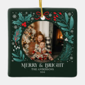 Evergreen Winter Botanicals Kerstfoto Keramisch Ornament (Voorkant)
