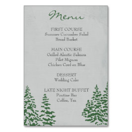 Evergreen Winter Bruiloft Menu Kaart