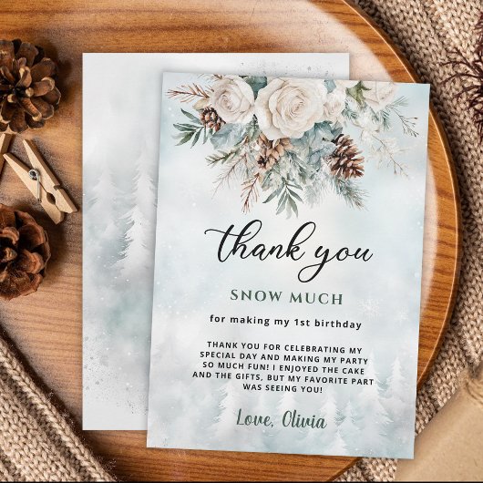 Evergreen Winter Eerste Verjaardag Dank je Kaart