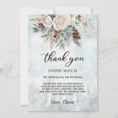 Evergreen Winter Eerste Verjaardag Dank je Kaart (Voorkant)