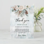 Evergreen Winter Eerste Verjaardag Dank je Kaart (Staand voorkant)