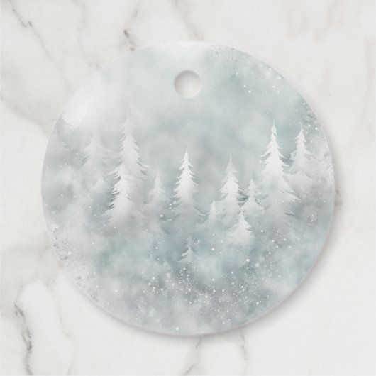 Evergreen Winter Eerste Verjaardag Dank u Bedankjes Labels (Achterkant)