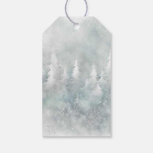 Evergreen Winter Eerste Verjaardag Dank u Cadeaulabel (Achterkant)