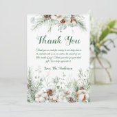 Evergreen winter elegant baby shower dank u bedankkaart (Staand voorkant)
