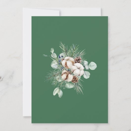 Evergreen winter elegant baby shower dank u bedankkaart (Achterkant)