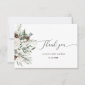 Evergreen winter elegant baby shower dank u kaart (Voorkant)