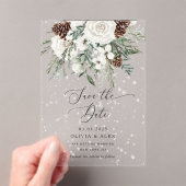 Evergreen Winter Elegant Save the Date Acryl Uitnodigingen (Insitu (Draagbaar))