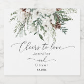 Evergreen winter elegante Proost op Liefde bruilof Sparkling Wijnetiket (Enkel label)