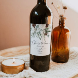 Evergreen winter elegante Proost op Liefde bruilof Wijn Etiket