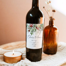 Evergreen winter elegante Proost op Liefde bruilof Wijn Etiket