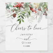 Evergreen winter elegante Proost op Liefde bruilof Wijn Etiket (Enkel label)