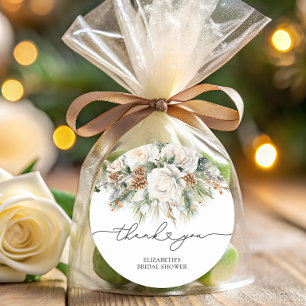 Evergreen Winter Floral Dank u Vrijgezellenfeest Ronde Sticker
