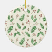 Evergreen Winter Floral Initiaal Monogram Kerst Keramisch Ornament (Achterkant)