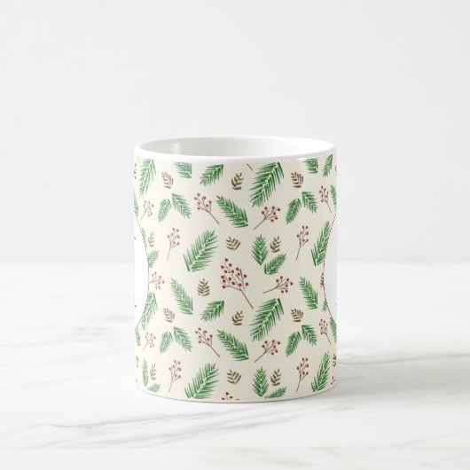 Evergreen Winter Floral Initiaal Monogram Kerst Koffiemok (Center)