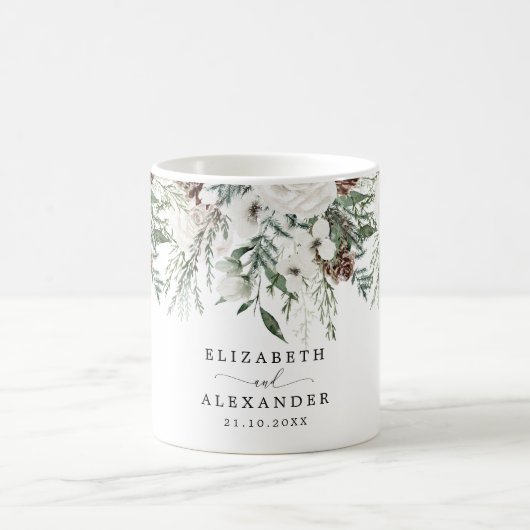 Evergreen winter Kerst bruiloft Koffiemok (Center)