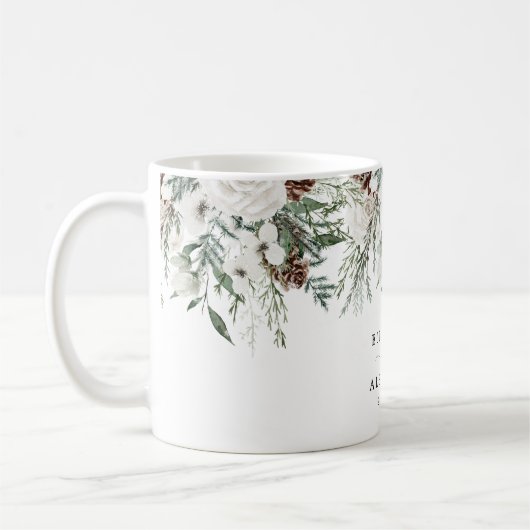 Evergreen winter Kerst bruiloft Koffiemok (Links)