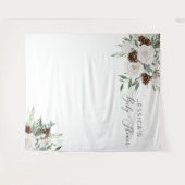 Evergreen winter minimaal elegant baby shower wandkleed (Voorkant (horizontaal))