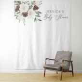 Evergreen winter minimaal elegant baby shower wandkleed (In situ)