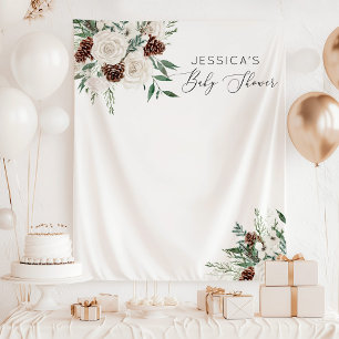 Evergreen winter minimaal elegant baby shower wandkleed