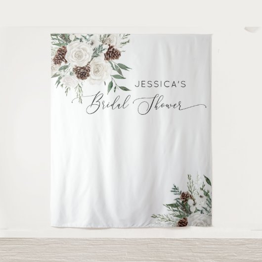 Evergreen winter minimaal elegant vrijgezellenfees wandkleed (Voorkant)