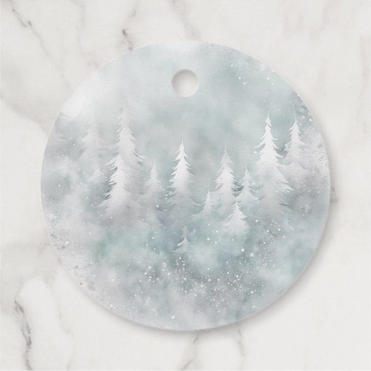 Evergreen Winter Onederland Eerste Verjaardag Bedankjes Labels (Achterkant)