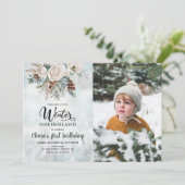 Evergreen Winter Onederland Eerste Verjaardag Foto Kaart (Staand voorkant)