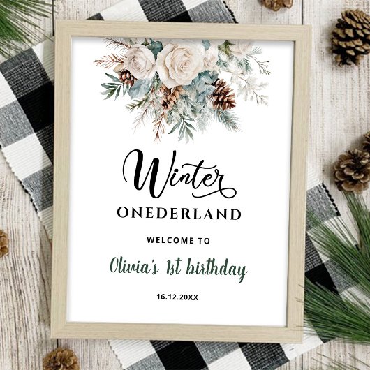 Evergreen Winter Onederland Eerste Verjaardag Poster