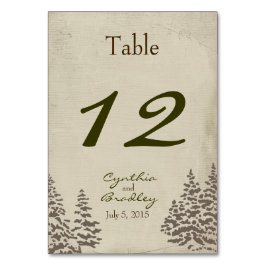 Evergreen Winter Trouwtafel Nummer Kaart