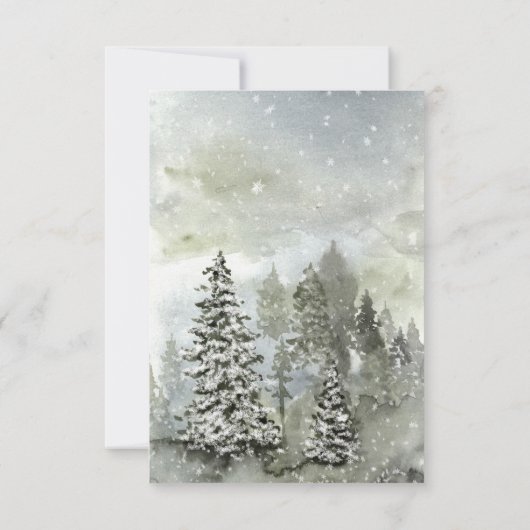 Evergreen Winter Wonderland Pine en Spruce RSVP Kaartje (Achterkant)