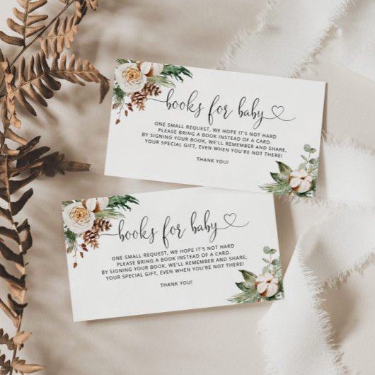 Evergreen winterboeken voor een baby-ticket informatiekaartje
