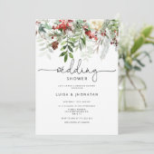 Evergreen winterse huwelijksdouche kaart (Staand voorkant)