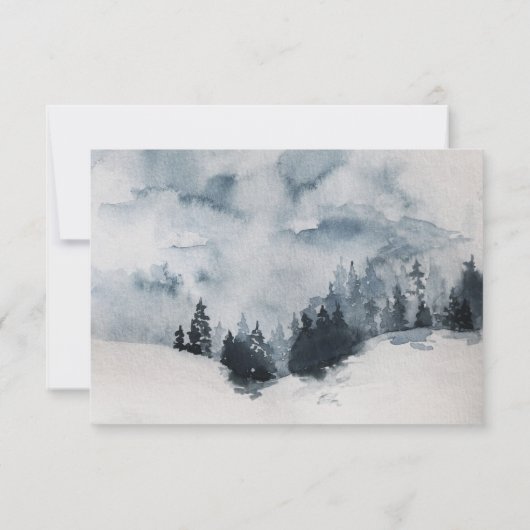 Evergreen - Wintertide Woodland - kerstbruiloft RSVP Kaartje (Achterkant)