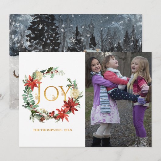 Evergreen - Wintertide Woodland - kerstfoto Feestdagenkaart (Voorkant / Achterkant)