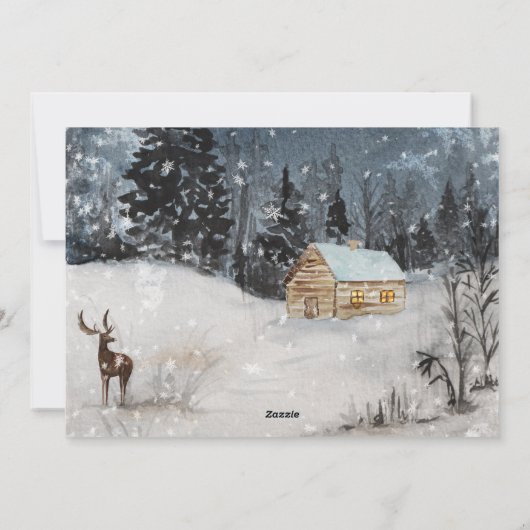 Evergreen - Wintertide Woodland - kerstfoto Feestdagenkaart (Achterkant)