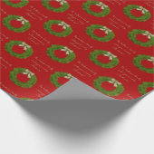 Evergreen Wreater met Bow Custom Message Kerstmis Cadeaupapier (Hoek)