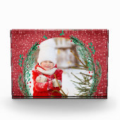 Evergreen Wreath in Red Kerstmis Fotoblokken (Voorkant)