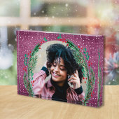 Evergreen Wreath op Paarse kerst Fotoblokken