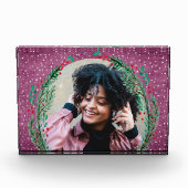 Evergreen Wreath op Paarse kerst Fotoblokken (Voorkant)