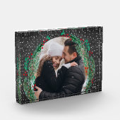 Evergreen Wreath Snow Black Black Photo Block Fotoblokken (Links)