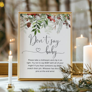 Evergreen zeg niet baby. Winter zeggen geen baby Poster