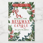  Evergreens en Red Bow Balsam Candle Label Voedselcontainer Etiket (Enkel label)