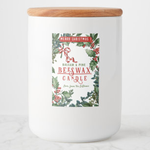  Evergreens en Red Bow Balsam Candle Label Voedselcontainer Etiket