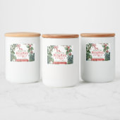 Evergreens en Red Bow Balsam Candle Label Voedselcontainer Etiket (Flessen)