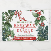 Evergreens en Red Bow Balsam Candle Label Voedselcontainer Etiket (Enkel label)