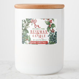  Evergreens en Red Bow Balsam Candle Label Voedselcontainer Etiket