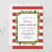 Evergreens en Stripes Holiday Open House Kaart (Voorkant)