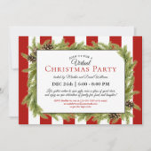 Evergreens en Stripes Virtual Kerstparty Kaart (Voorkant)