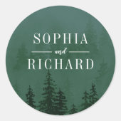 Evergreens Forest Dark Green Wedding Envelope Seal Ronde Sticker (Voorkant)