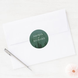 Evergreens Forest Dark Green Wedding Envelope Seal Ronde Sticker